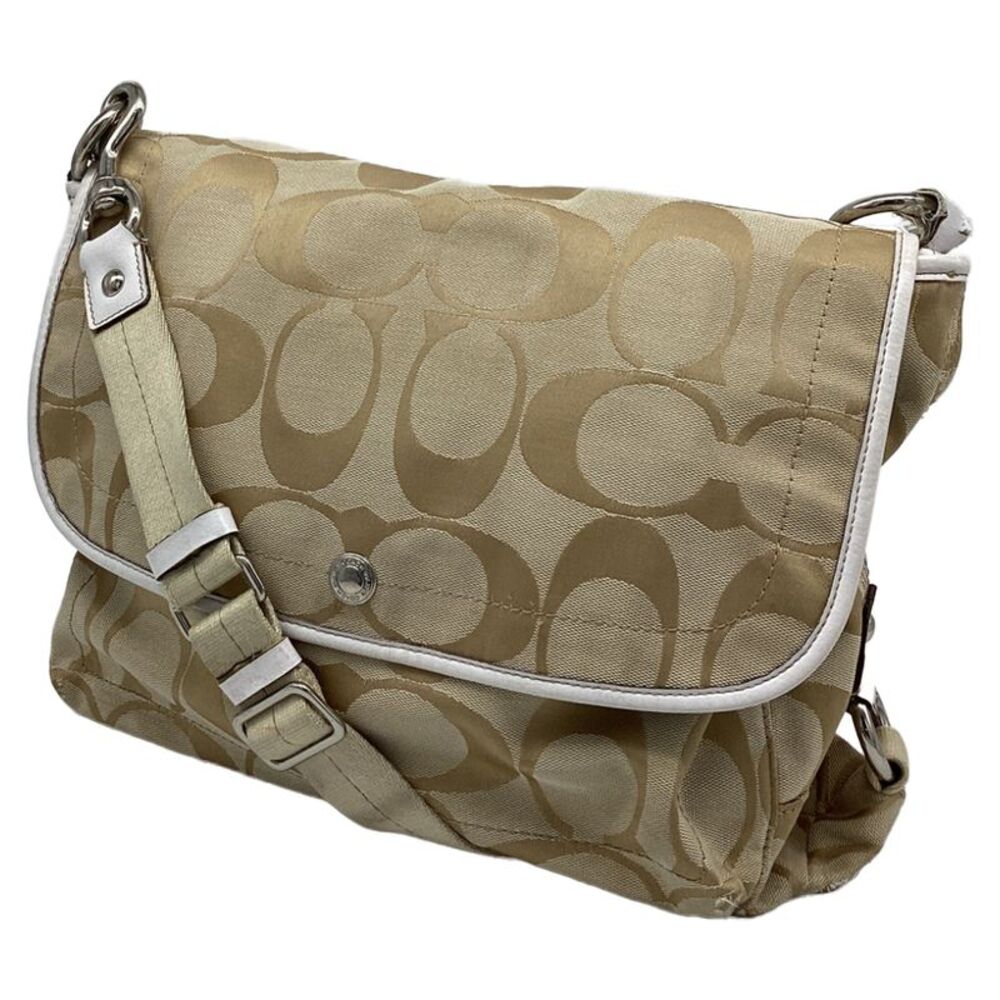 Coach Kyra Flap Messenger Bag in Beige Canvas - Picture 2 of 12